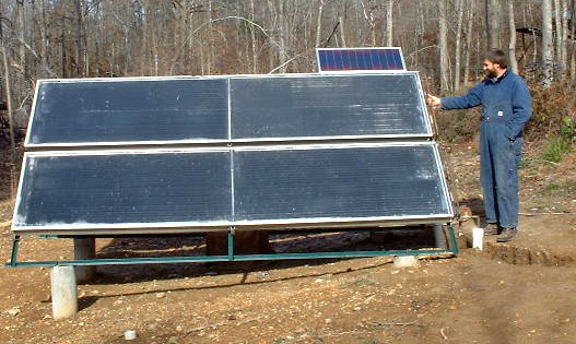 The two 40 sqft solar water heating collectors and