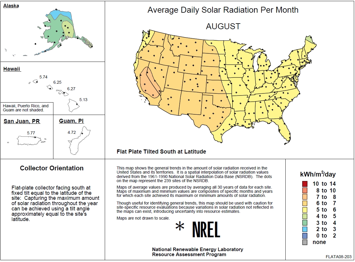 August Solar Rad Map