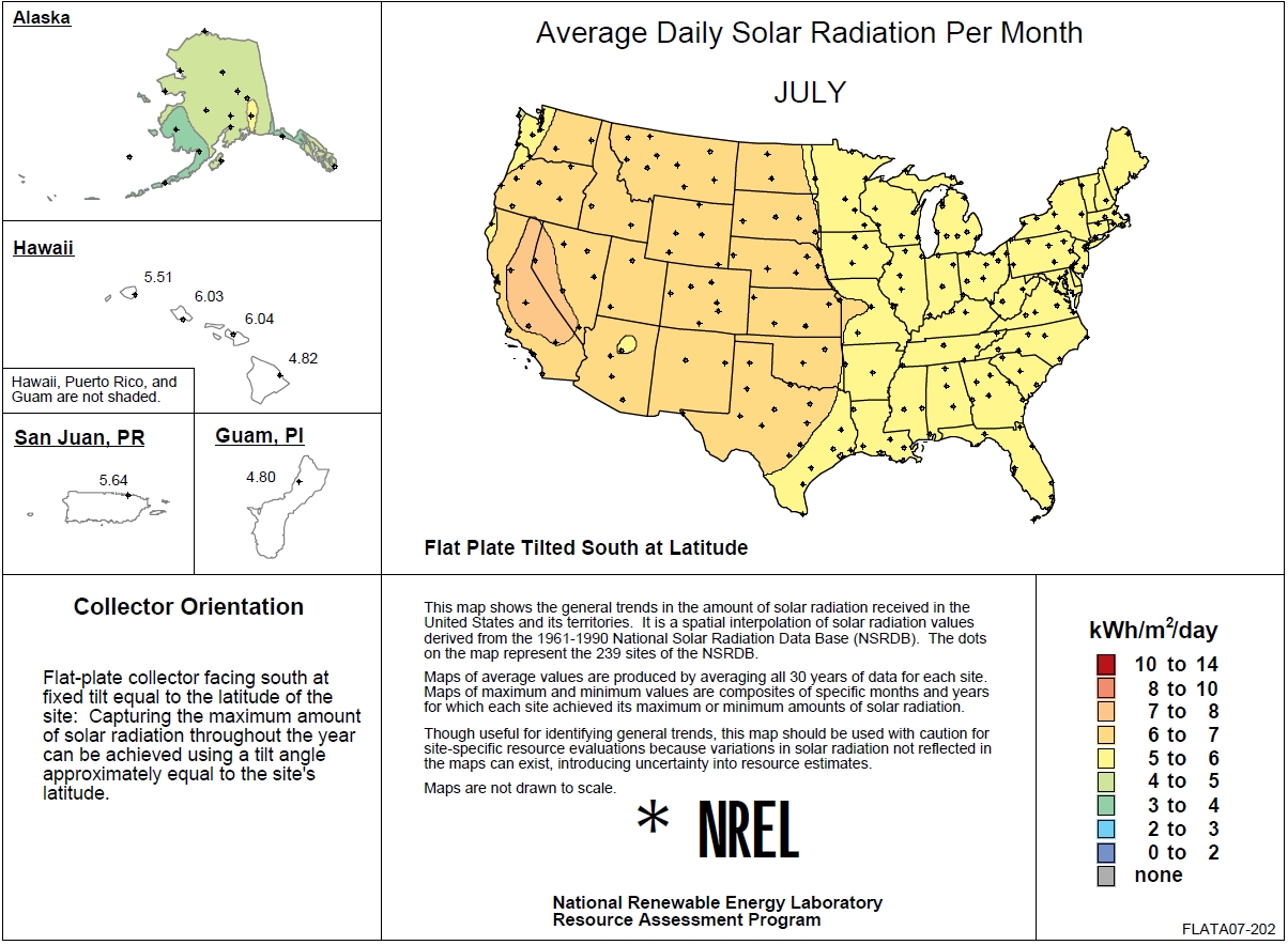 July solar rad map