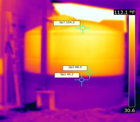 Thermal image of propane tank