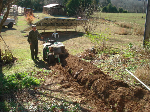 Trenching for PV array underground wires