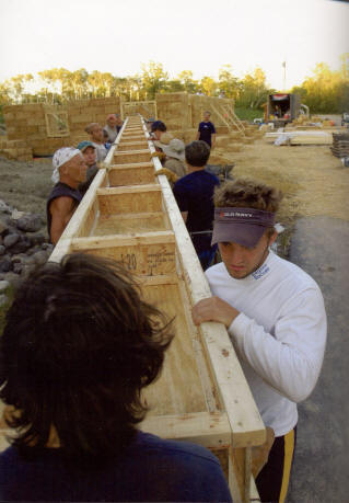 Straw bale home -- raising the Roof Bearing Assembly
