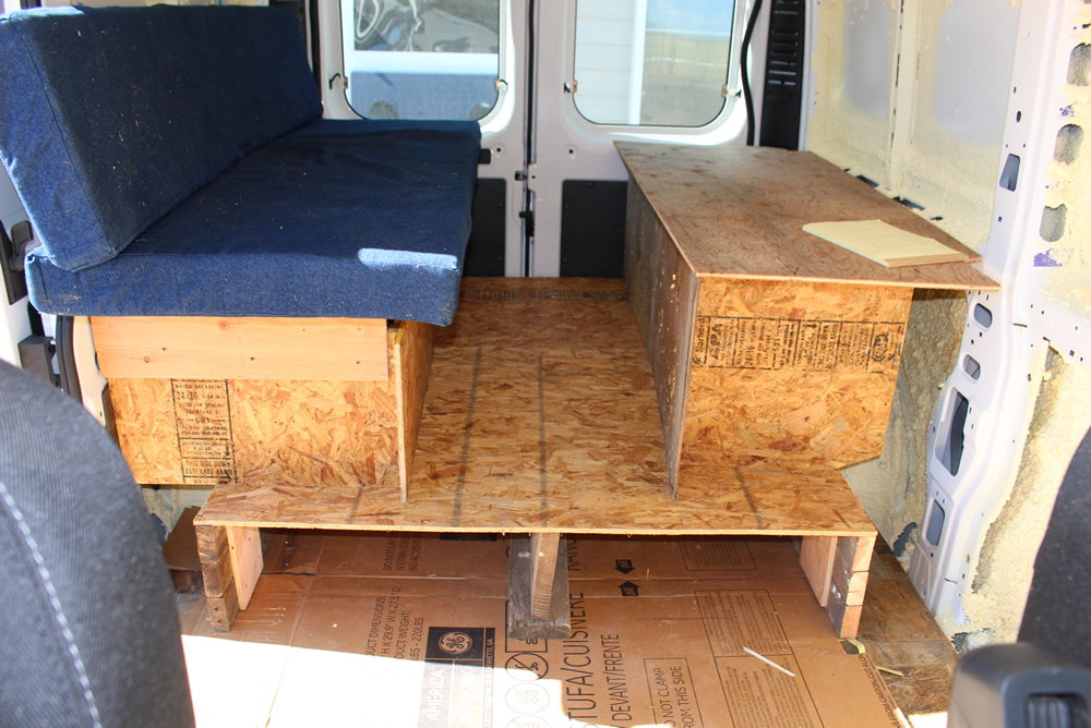 camper van layout raised beds
